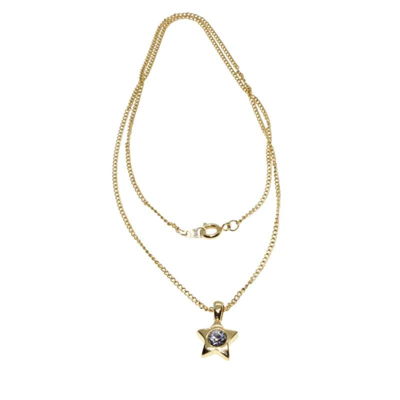 Necklace - Gold Tone Chain and Dainty Star Pendant with Diamante Centre - ML3489