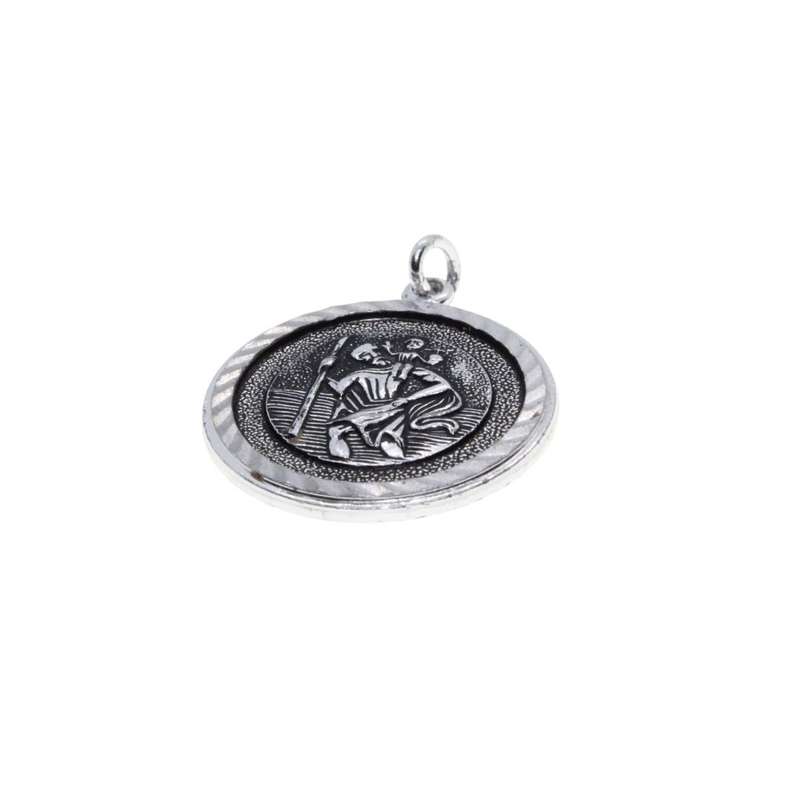 Pendant - Vintage Silver Tone Saint Christopher Pendant. Patron Saint of Travellers - ML3493