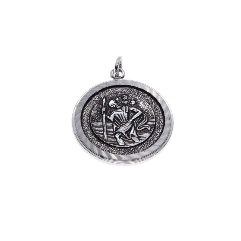 Pendant - Vintage Silver Tone Saint Christopher Pendant. Patron Saint of Travellers - ML3493