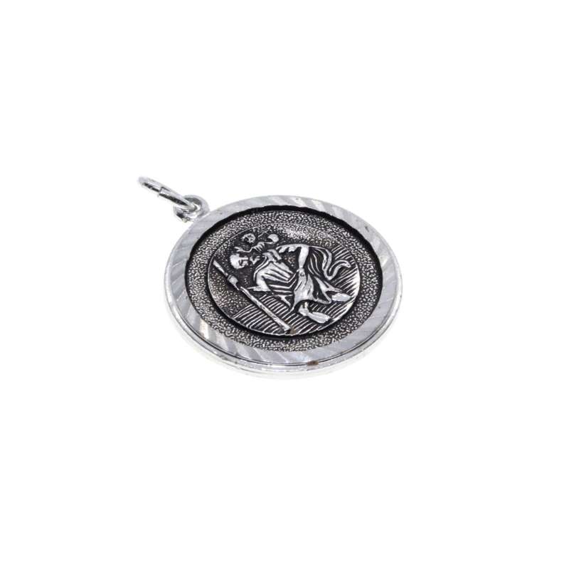 Pendant - Vintage Silver Tone Saint Christopher Pendant. Patron Saint of Travellers - ML3493