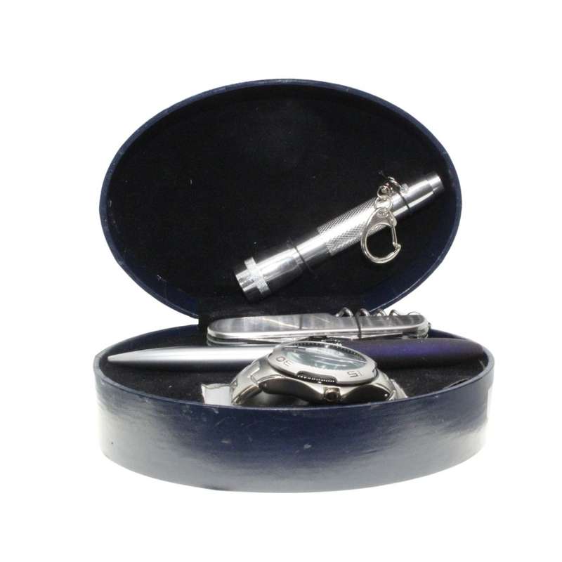 Watch - Gift Set. Digitime Watch. Silver Strap, Torch, Knife & Pen - ML3498