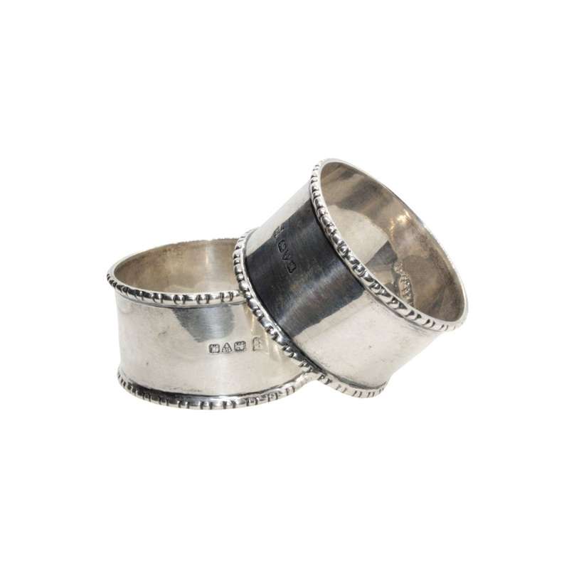 Napkin Rings - 2 x  Silver Hallmarked. Chester. George V c.1912 Decorative Edges. - ML3509