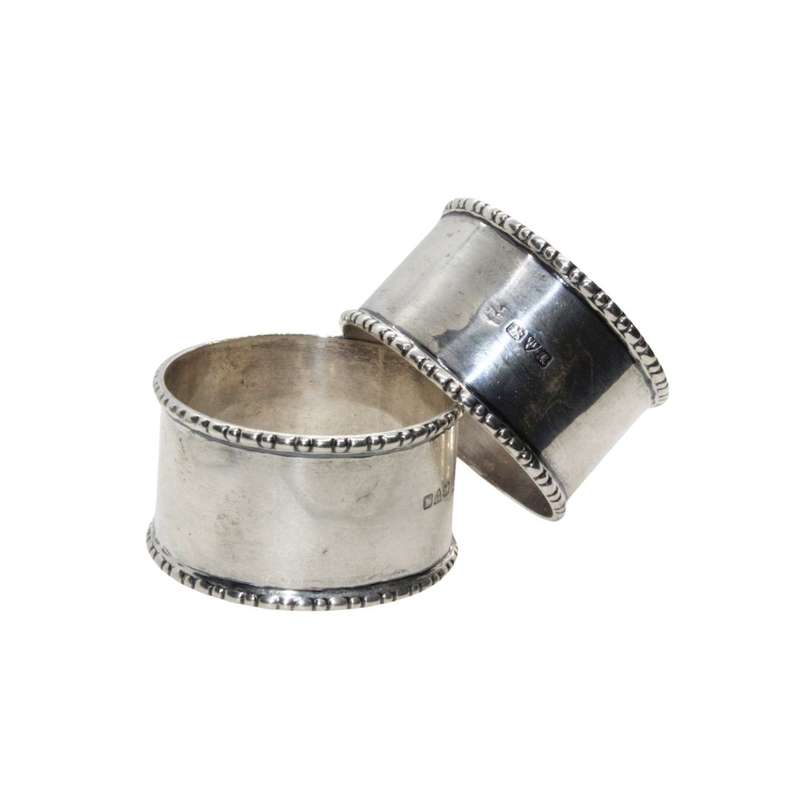 Napkin Rings - 2 x  Silver Hallmarked. Chester. George V c.1912 Decorative Edges. - ML3509