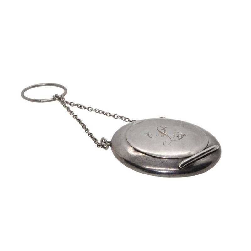 Compact - Ant Ster S Compact.Engravings Chatelaine Chain.Hallmarked  Birmingham 1916 - ML3510