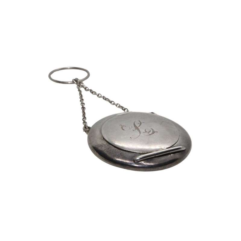 Compact - Ant Ster S Compact.Engravings Chatelaine Chain.Hallmarked  Birmingham 1916 - ML3510