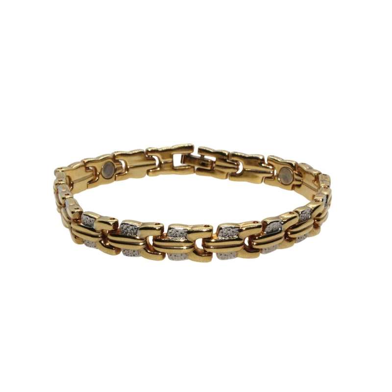 Bracelet -  Ladies Gold Tone Bracelet. Links Gold Tone and Parve. - ML3535