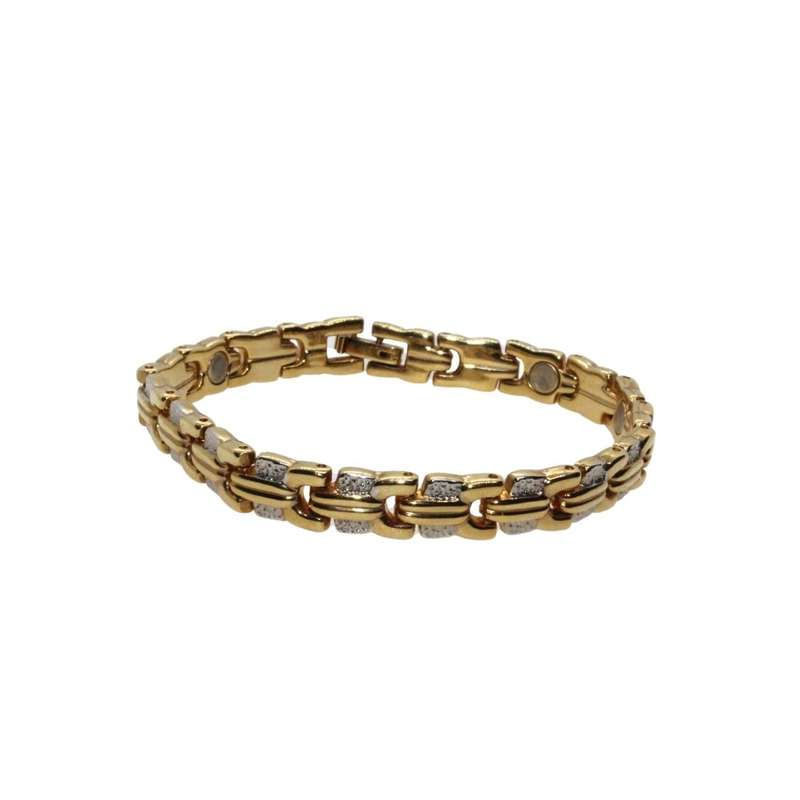 Bracelet -  Ladies Gold Tone Bracelet. Links Gold Tone and Parve. - ML3535