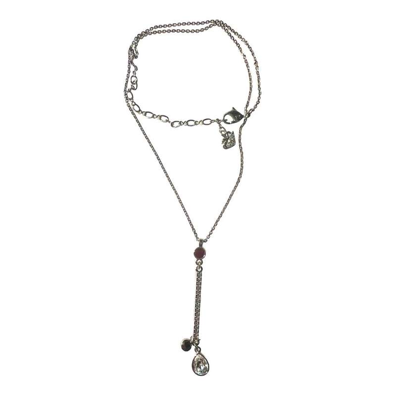 Necklace/Pendant - Swarovski. 2 Red Crystals. Clear Pear Shaped Crystal at bottom of pendant - ML...