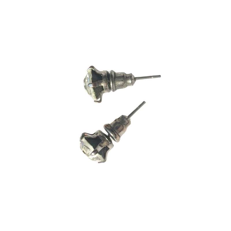 Earrings - Vintage Silver Tone large Diamante Stud Earrings for Pierced Ears - ML3568
