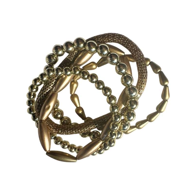 Bracelets - 5  x Gold Tone Stretch Bracelets different designs - ML3570