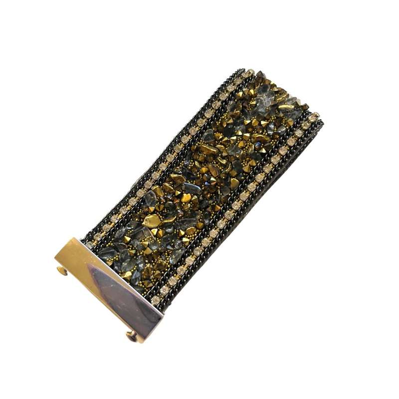 Bracelet - Silver tone autumn colour stones & rhinestones. Magnetic Clasp - ML3598