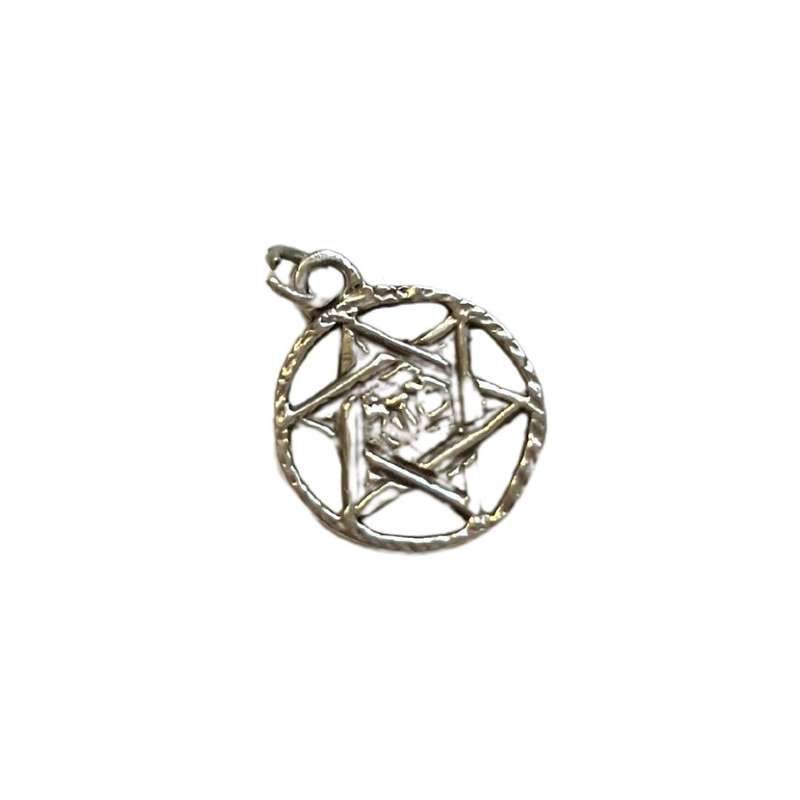 Jucaica - Silver stamped Star of David in circle Pendant - ML3600