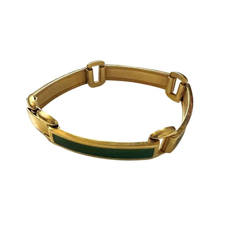 Bracelet - Gold Tone Gold and green enamel links - ML3605