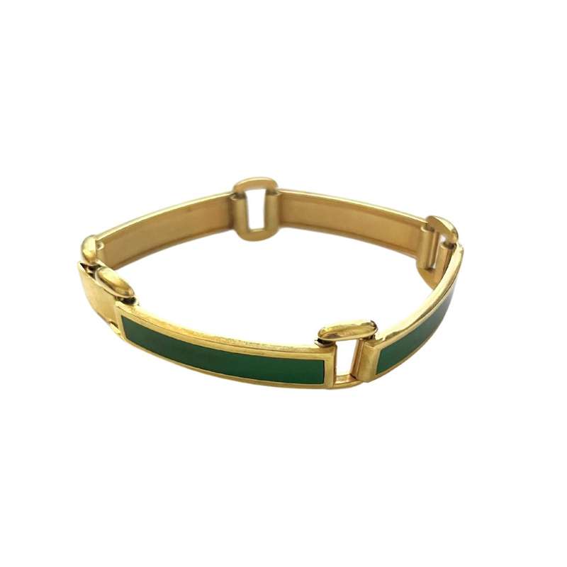 Bracelet - Gold Tone Gold and green enamel links - ML3605