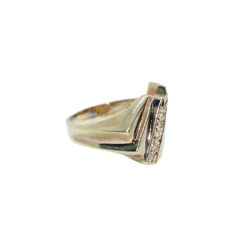 Ring - Silver Gilt Fan shape ring with 4 small clear stones - ML3614