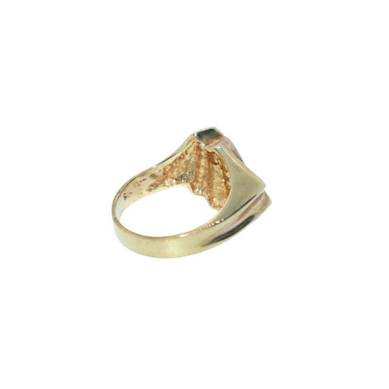Ring - Silver Gilt Fan shape ring with 4 small clear stones - ML3614