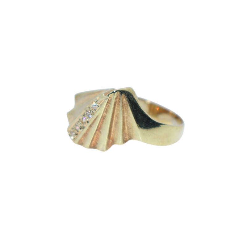 Ring - Silver Gilt Fan shape ring with 4 small clear stones - ML3614