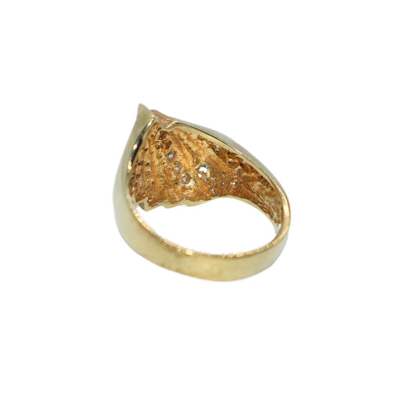Ring - Silver Gilt Fan shape ring with 4 small clear stones - ML3614