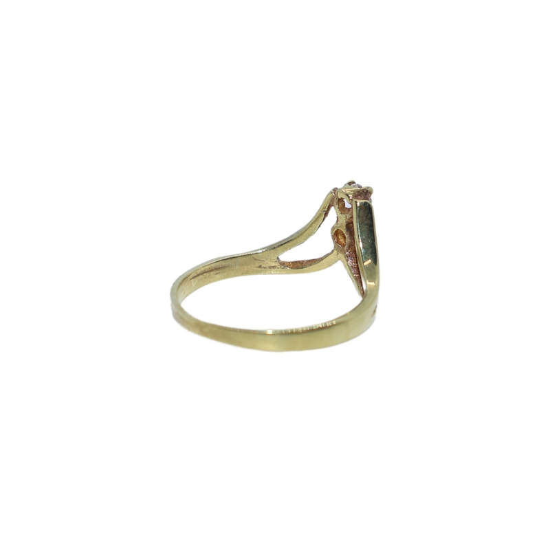 Ring - Silver Gilt  Wishbone ring with two clear stones - ML3615