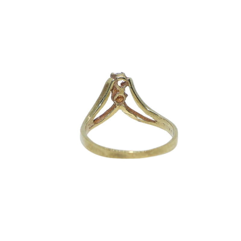 Ring - Silver Gilt  Wishbone ring with two clear stones - ML3615