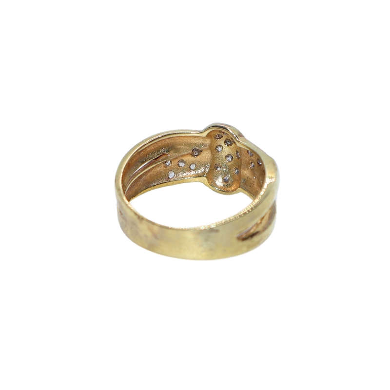Ring - Silver Gilt Cross Over Design Pave ring - ML3618