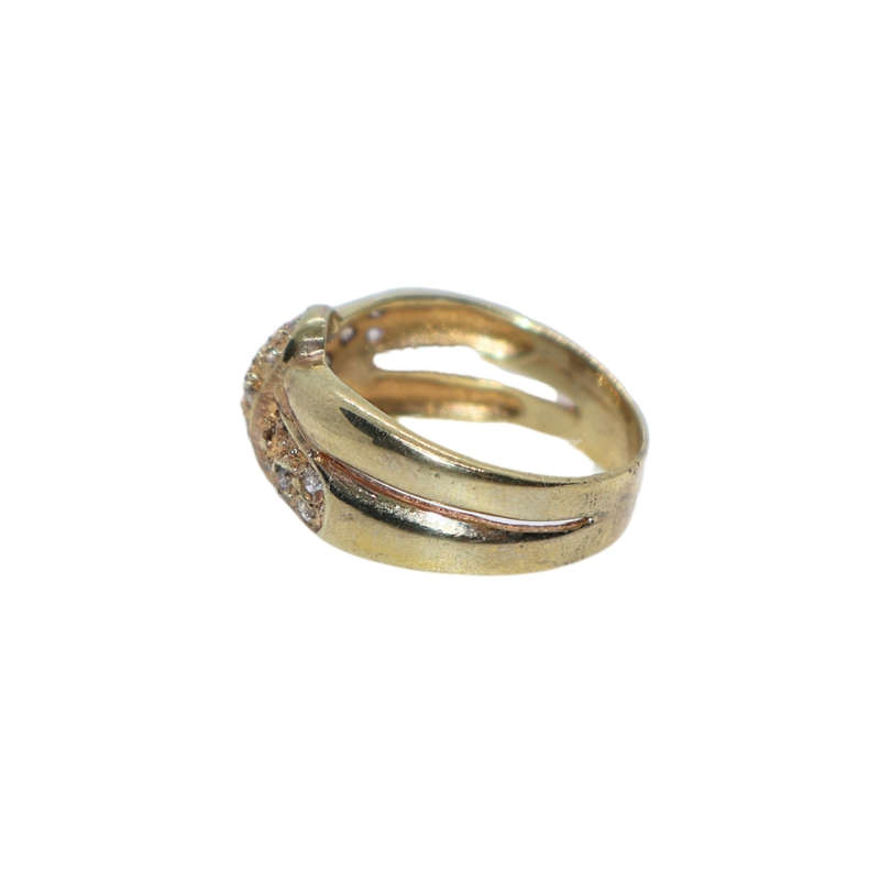 Ring - Silver Gilt Cross Over Design Pave ring - ML3618