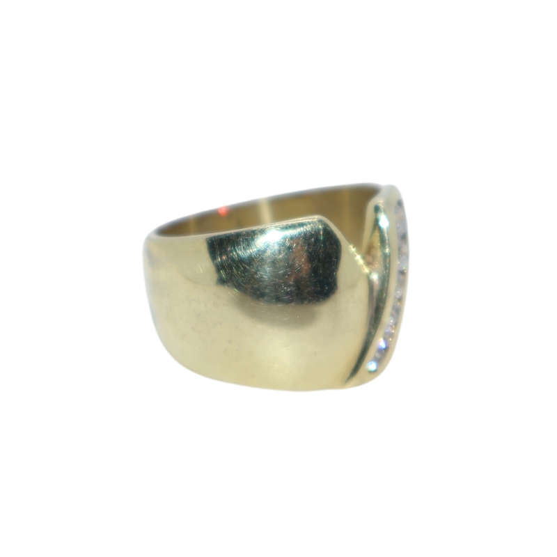 Ring - Silver Gilt wide band with strip of diamantes - ML3630