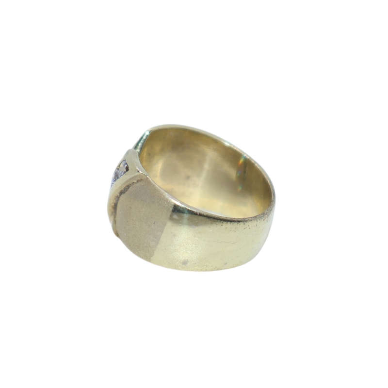 Ring - Silver Gilt wide band with strip of diamantes - ML3630