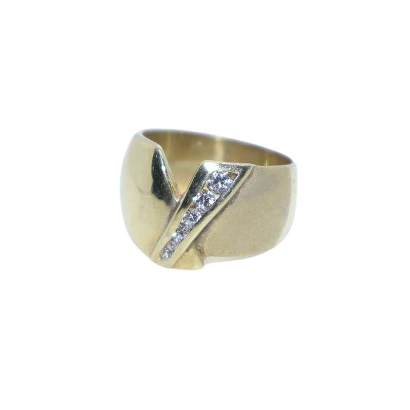 Ring - Silver Gilt wide band with strip of diamantes - ML3630