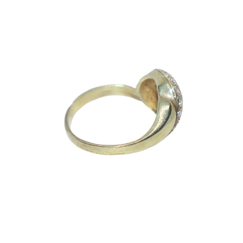 Ring - Silver Gilt ladies shell shape . large clear stone in centre and clear stones - ML3633