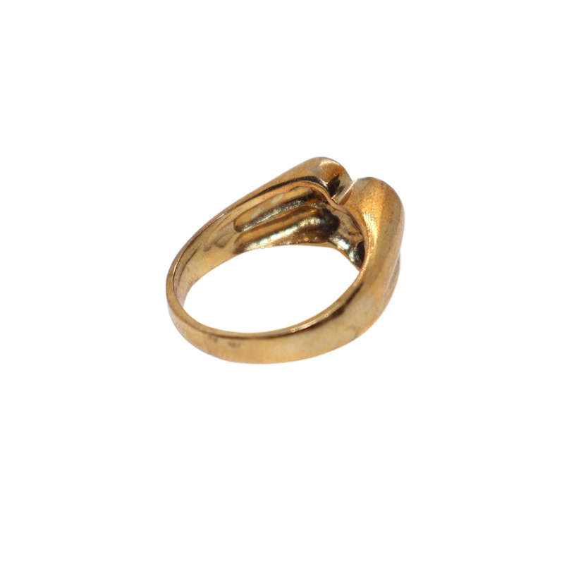 Ring - Silver Gilt . Band inset with 4 x clear stones - ML3636