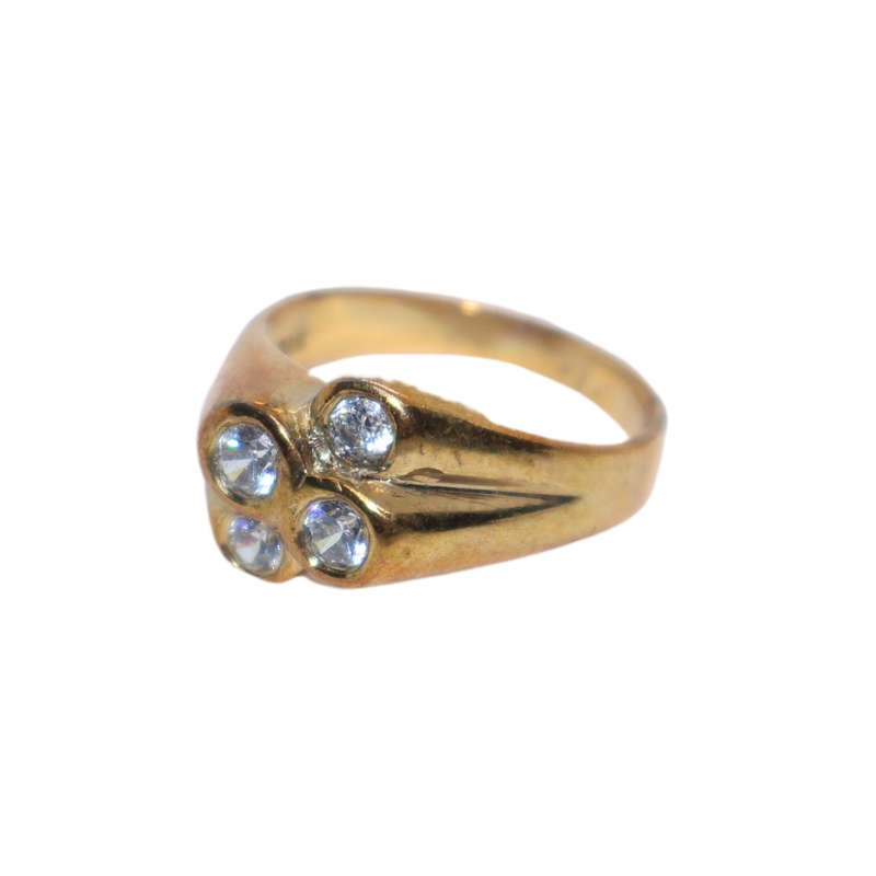 Ring - Silver Gilt . Band inset with 4 x clear stones - ML3636