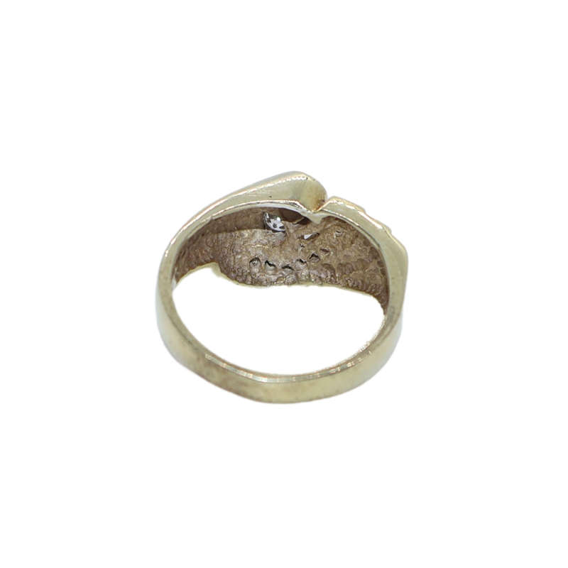 Ring - Silver Gilt. Band line of small clear stones. 2 x tubular  design. 2 x clear stones - ML3646