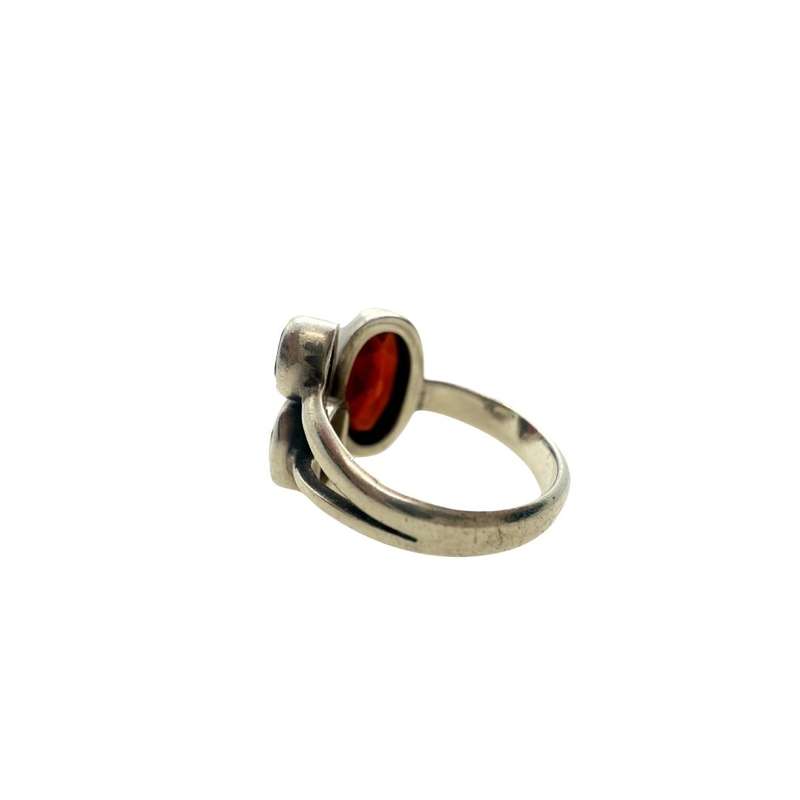 925 Silver Ring With Garnet in Oval Setting, Citrine In Square and Round Amethyst #ML751
