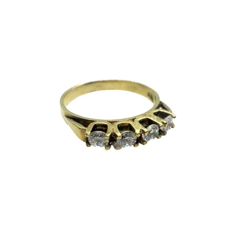 Ring -  Silver Gilt Eternity ring with 4 clear stones - ML3612