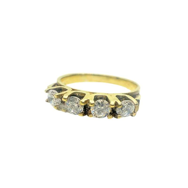 Ring -  Silver Gilt Eternity ring with 4 clear stones - ML3612