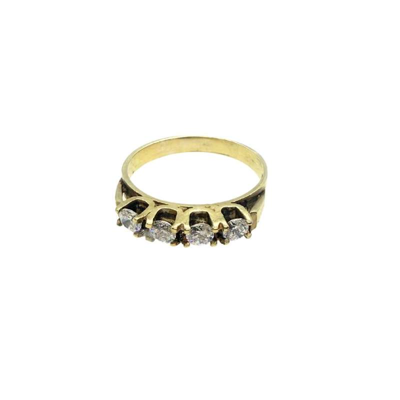 Ring -  Silver Gilt Eternity ring with 4 clear stones - ML3612