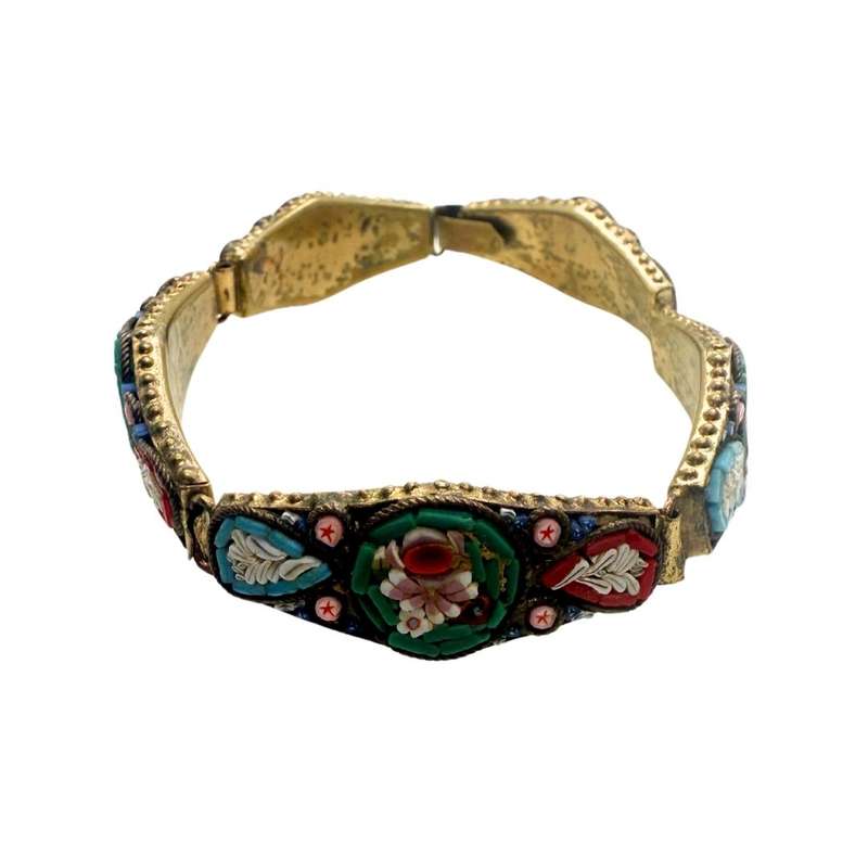 Bracelet - Gold Tone Vintage Italian Micro Mosaid 5 links bracelet - ML3652