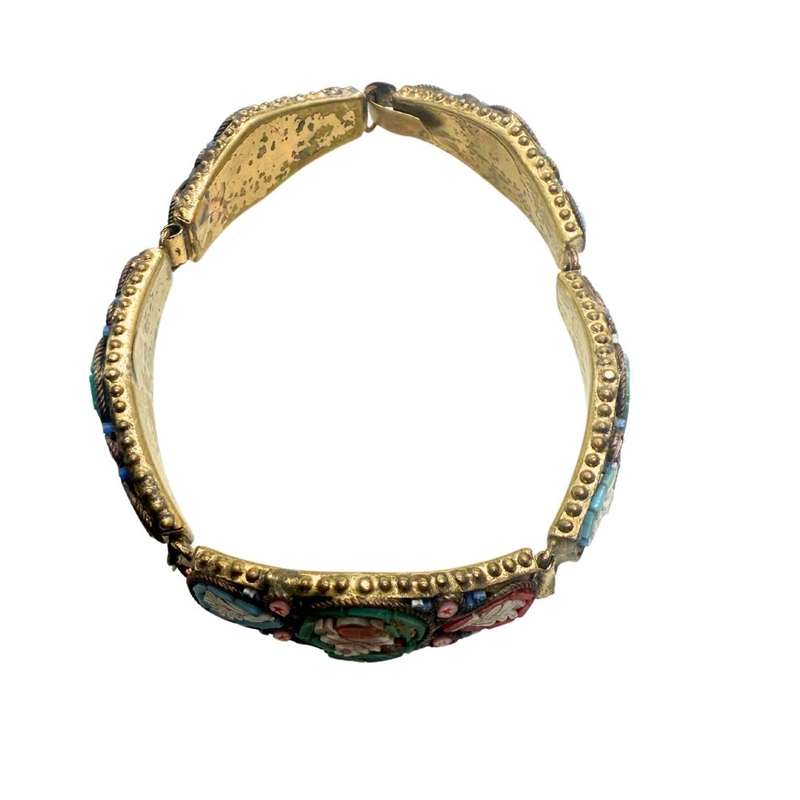 Bracelet - Gold Tone Vintage Italian Micro Mosaid 5 links bracelet - ML3652