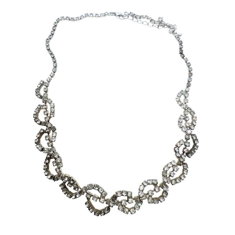 Necklace - Silver tone Sparkly diamante Infinity necklace - ML3660