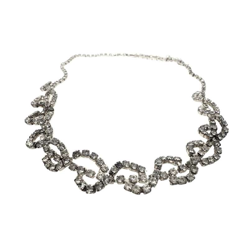 Necklace - Silver tone Sparkly diamante Infinity necklace - ML3660