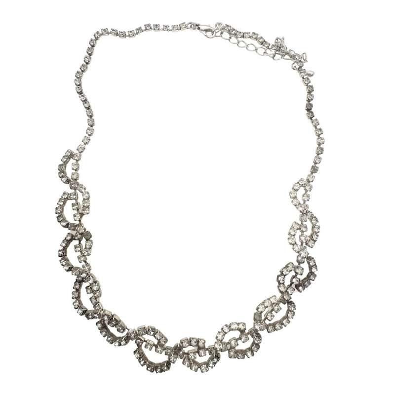 Necklace - Silver tone Sparkly diamante Infinity necklace - ML3660