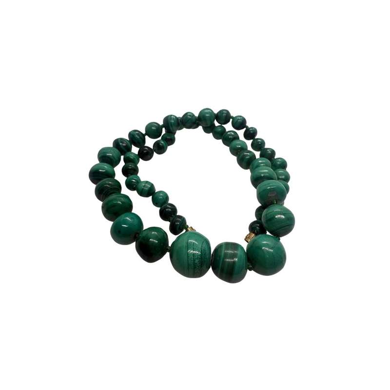 Necklace - Vintage Malachite Hand strung beaded necklace - ML3664
