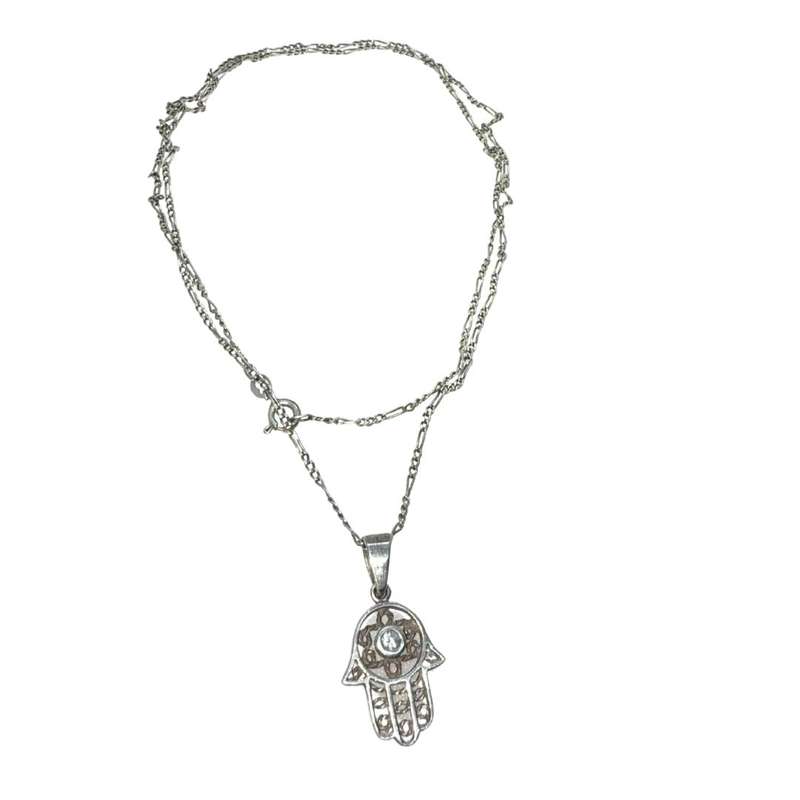 925 Silver Chamsa With Clear Stone Inset On 925 Silver Chain #ML760 R395.00 | Dimensions: Chain i...