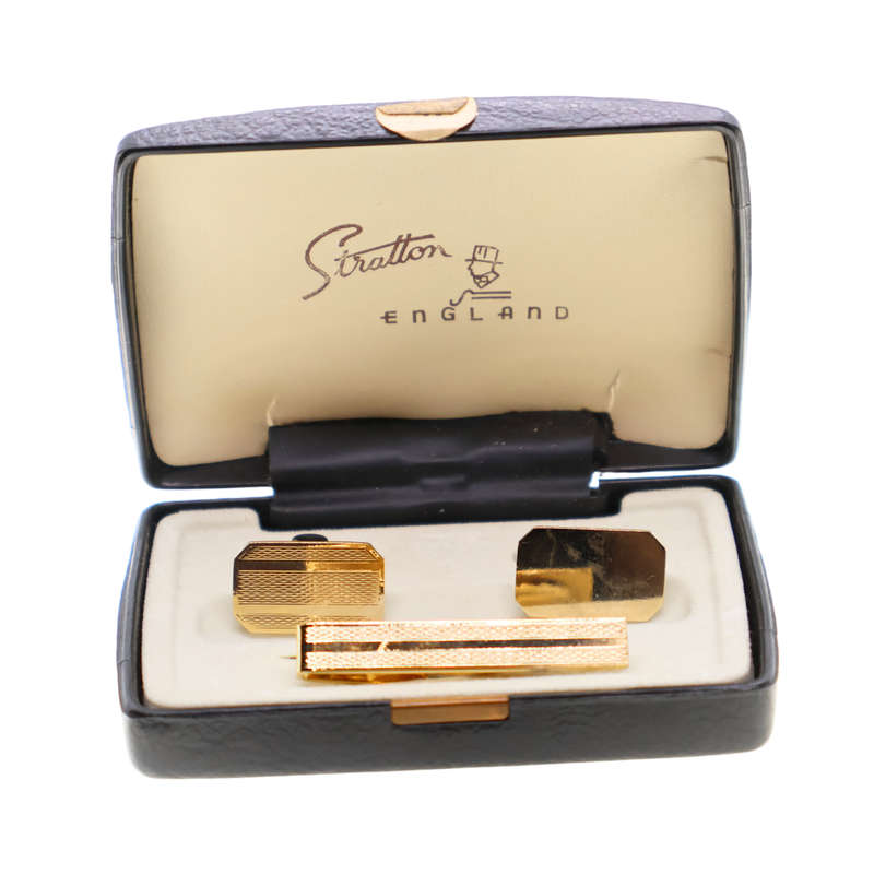 Tie Pin and cufflinks - Gold Tone - ML3674
