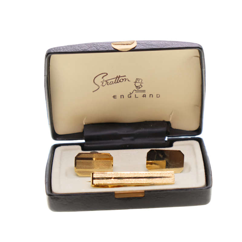 Tie Pin and cufflinks - Gold Tone - ML3674