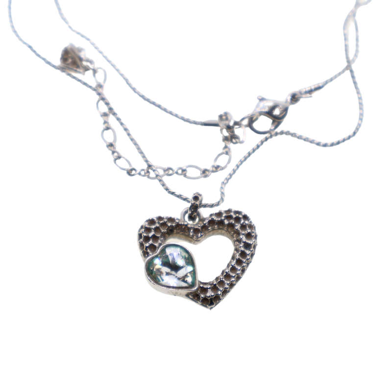 Necklace - Swarovski Necklace with heart.  Large stone. - ML3677
