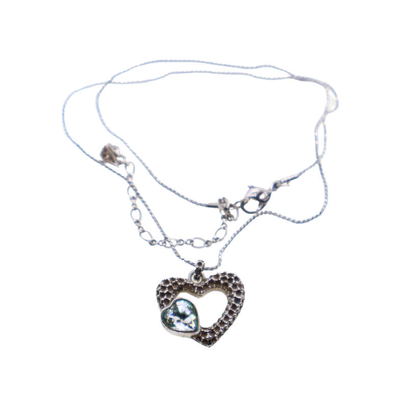 Necklace - Swarovski Necklace with heart.  Large stone. - ML3677