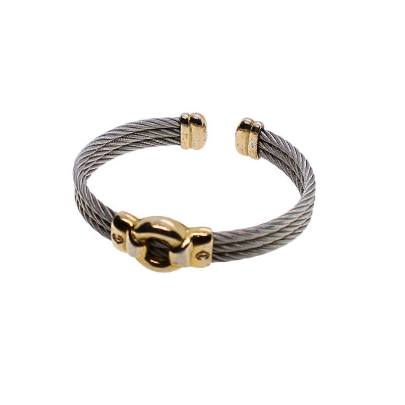 Bracelet - Phillippe Chiarrol. Silver Tone Stamped C. Steel - ML3692