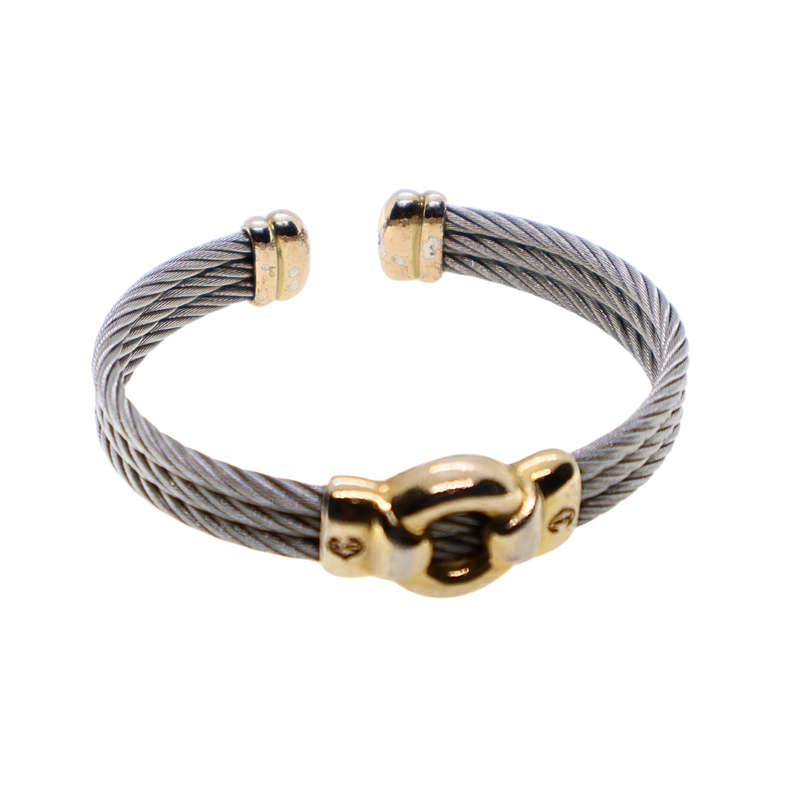 Bracelet - Phillippe Chiarrol. Silver Tone Stamped C. Steel - ML3692